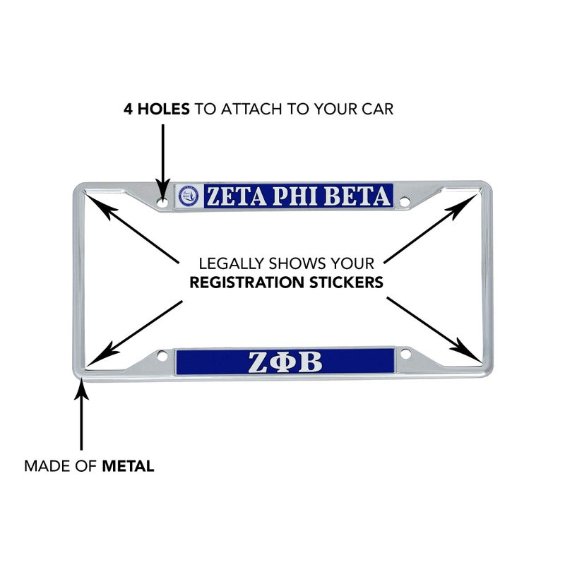 Desert Cactus Zeta Phi Beta Car Accessories Zetas ZPHIB Sorority Metal License Plate Frame and Tag Holder for Front or Rear of Car (Crest LP Frame) - Image 4
